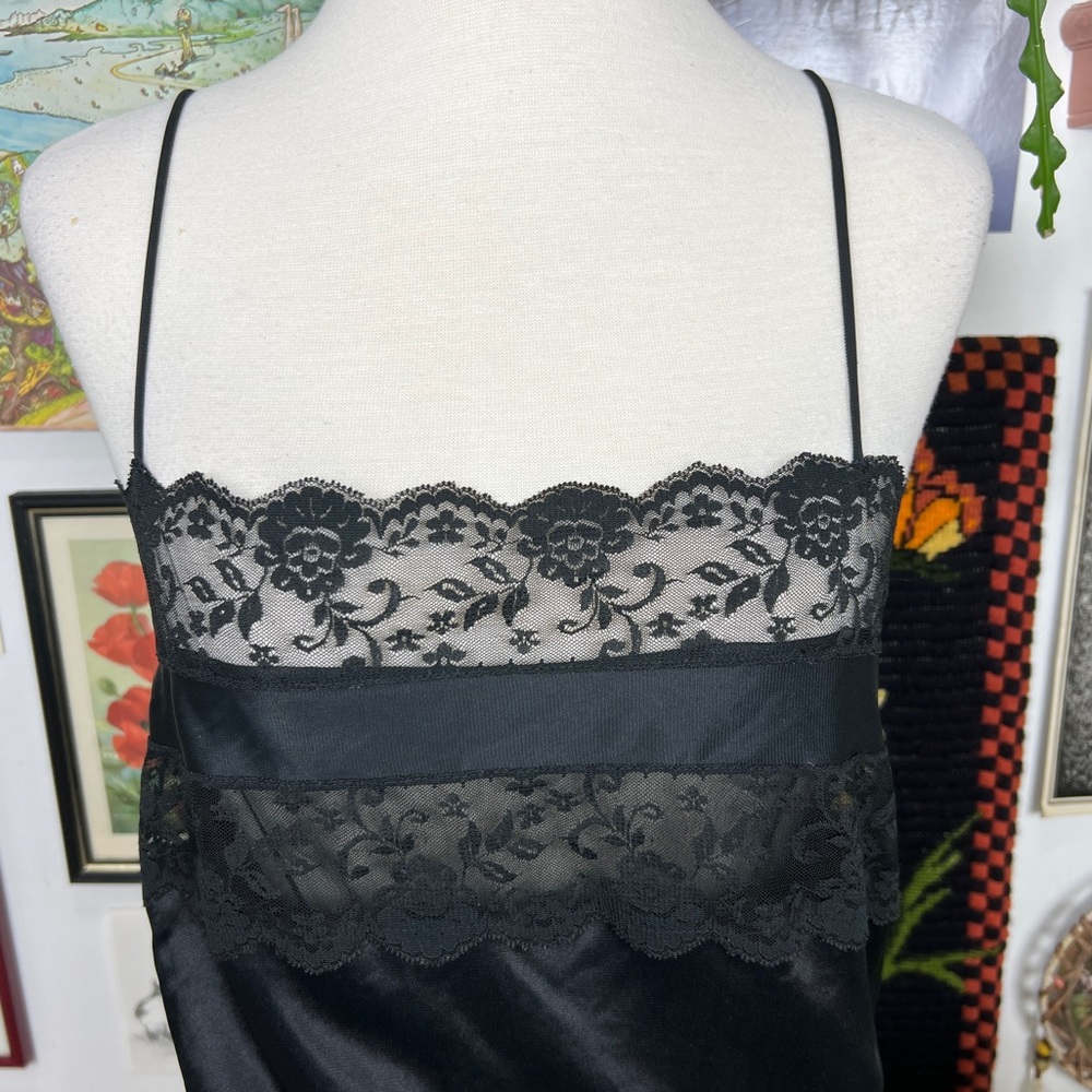 Vintage Black Lace Satin Romper - Picture 2 of 6